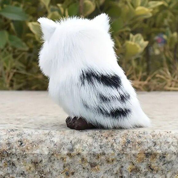 Owl Faux Fur Plush Realistic Animal Figurine Ornament Bird Adorable Decoration - Picture 3 of 4